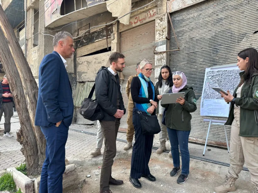 IM assistant Hiba Bitar displays the information management system used by NPA’s survey teams in Yarmouk