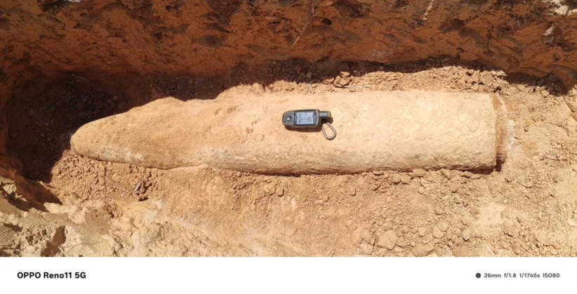 The aircraft bomb was buried approximately 60 cm below the surface in the cassava plantation area.