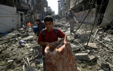 Civilians in Gaza  under Israeli attack